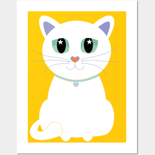 Only One White Kitty Posters and Art